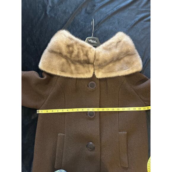 Sears Roebuck & Co Fashions Value Wool w Fur Collar Brown Vtg Union Made Luxury - Picture 8 of 12